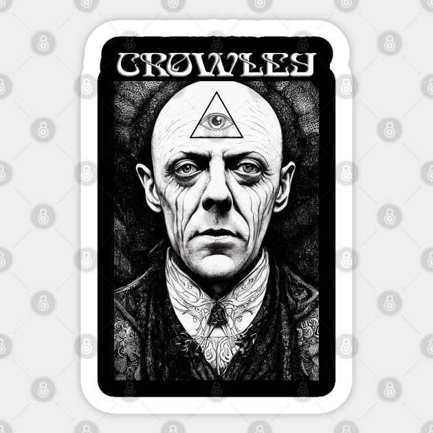 Aleister Crowley The Beast Occult Art Nouveau Illustration Sticker by AltrusianGrace